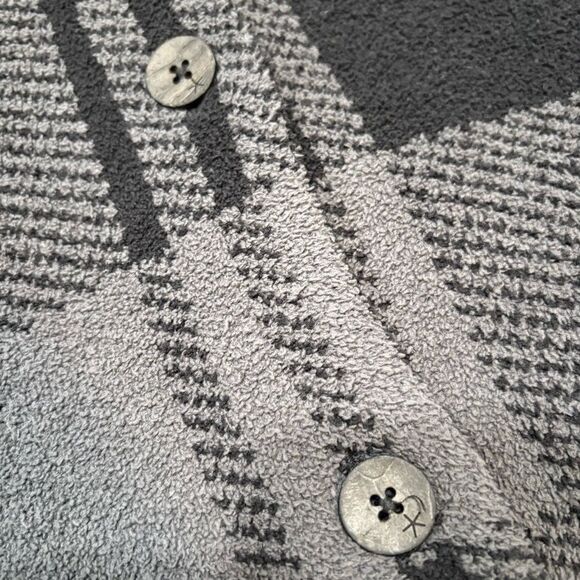 Barefoot Dreams CozyChic Black Grey Gray Plaid Shearling Cardigan Jacket Size XS - Picture 7 of 12